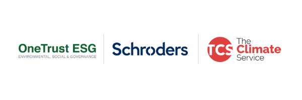 One Trust ESG, Schroders, and The Climate Service logos