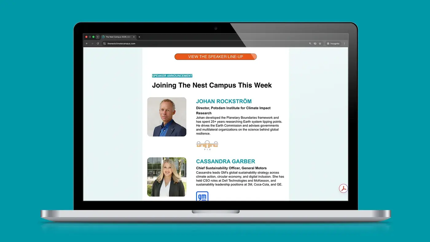 Laptop showing The Nest Campus newsletter